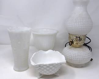 Hobnob Milk Glass Hurricane Lamp And More