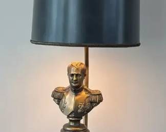 Vintage Napoleon Bonaparte Brass Bust Table Lamp
