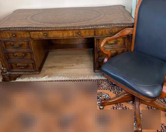 Large Doublepedestal Executive Desk Made By Sligh Blue Office Rolling Chair
