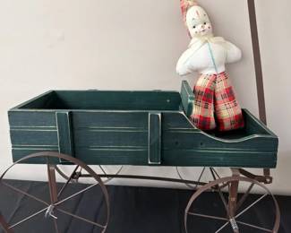 Vintage Carnival Clown And Green Wagon