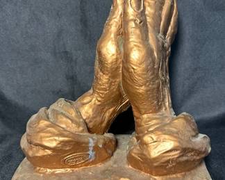 vintage Marwal Praying Hands chalkware sculpture by M. Lucches