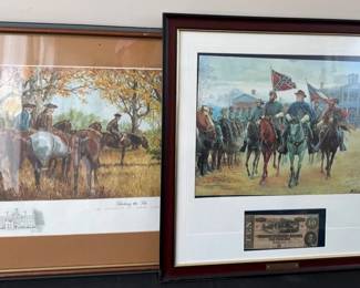 Legends In Gray By Mort Kunstler With Confederate Ten Dollar Note, UNC Print