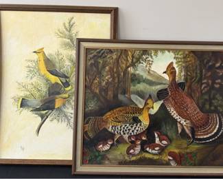 Vintage Bird Paintings Unknown Artist