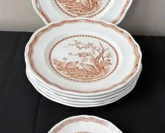 Furnivals Quail Brown Transferware Salad Plates And More