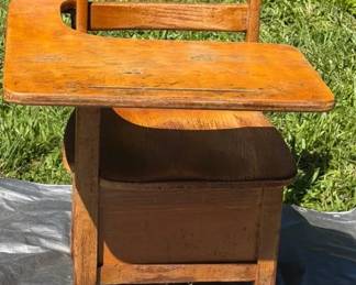 Vintage Allinone Childs School Desk With Side Writing Surface