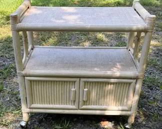 Vintage Bamboo Style Rolling Cart