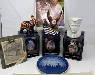 3 Presidential Donald Trump Ornaments, Patriotic Figurines, Porcelain George Washington Creamer Cup,