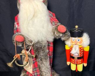 vintage standing Santa Claus holiday figurine And Nutcracker