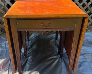 Vintage Dropleaf Table With Front Drawer
