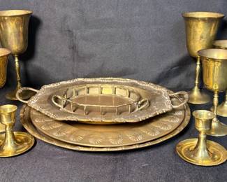 vintage brass cordial and serving set made in India