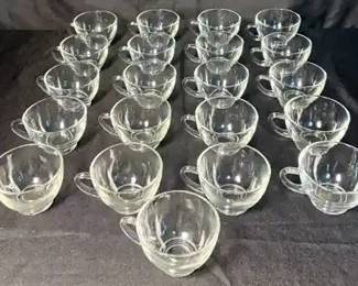 vintage clear glass punch cups, likely produced by Anchor Hocking during the mid20th century.