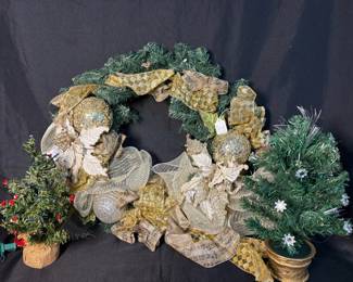 Christmas Wreath Two Mini Christmas Trees