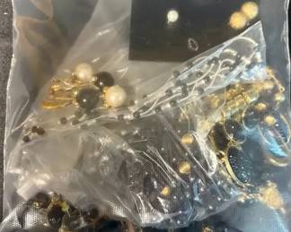 Black Gemstone, Silver, And Gold Toned Jewelry Mystery Lot