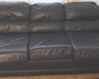 Large Blue Leatherlike Sofa