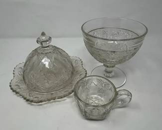 vintage pressed crystal glass tableware