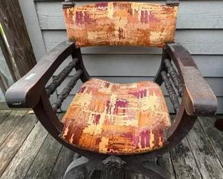 vintage Spanish Revival or Renaissancestyle Xframe armchair