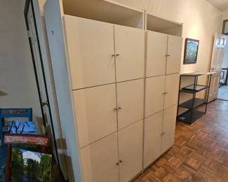 Organize your stuff with these two cabinets.