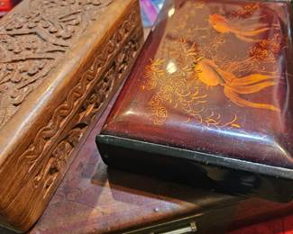 Several wooden boxes