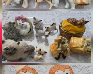 Mini Dogs, Miniatures Cats & Vintage Bisque Raggedy Ann & Andy Dolls