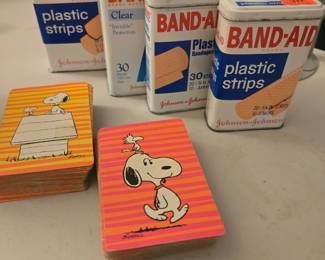 Vintage Metal BandAid Boxes & Snoopy Cards