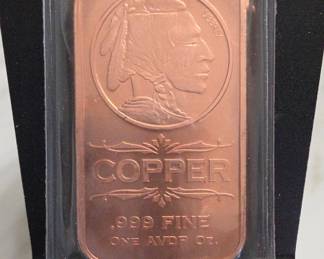 1 Oz .999 Fine Copper Liberty Bar