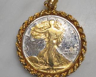 1936 Walking Liberty Half Dollar Pendant