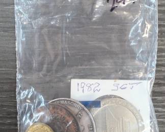 Assorted Coins & Masonic Tokens