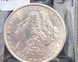 1889 Morgan Dollar, About UNC, Silver