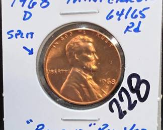 1968-D Lincoln Memorial Cent, MINT ERROR, 64/65