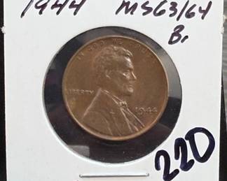 1944 Lincoln Wheat Cent, MS63/64