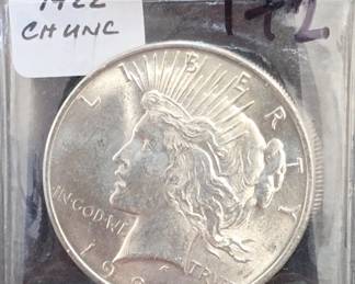1922 Peace Dollar, Choice UNC, Silver