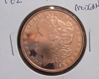 1 Oz .999 Fine Copper Morgan Round