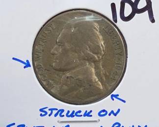 1944-P Jefferson Nickel, Lamination Error, Silver