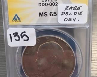 1971 Eisenhower Dollar ANACS MS 65, DDO-002