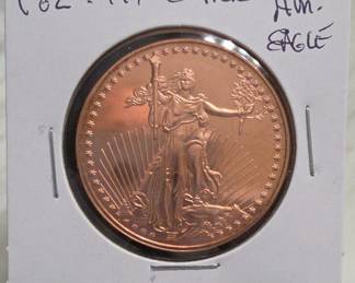 1 Oz .999 Fine Copper Eagle Round