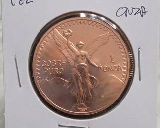 1 Onza Cobre Puro Mexican Copper Round