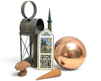 Copper Gazing Ball, Lantern More Garden Decor