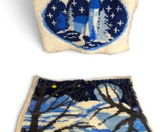 Two Vintage Latch Hooks of Winter Nights