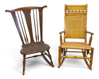 Two Wooden Rocking Chairs