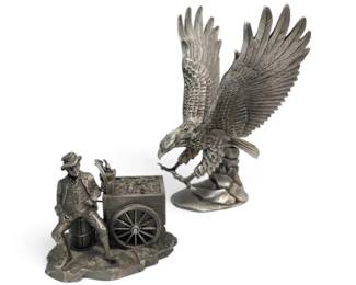 Lances Eagle Ron Hinotes Oyster Man Pewter Statues