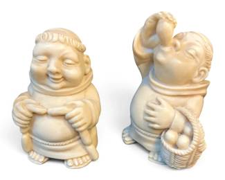 Gino Ruggeri Alabaster Resin Monk Figurines, Bianchi Italy