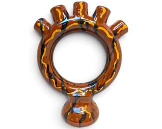Brown Glazed Pottery Finger Vase