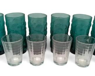 Teal Fruit Themed Glass Cups Clear Cups
