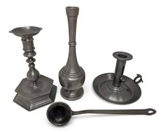 Pewter Candle Holders, Vase More