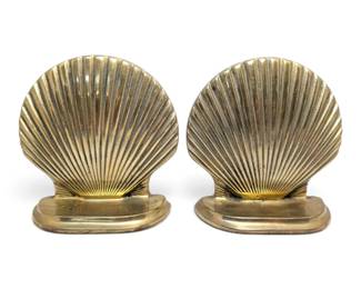 Brass Clamshell Bookends
