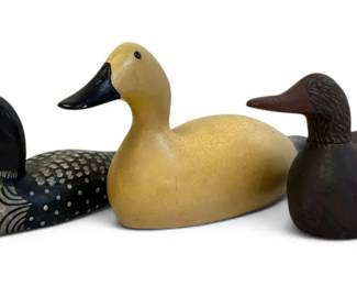 Three Carved Wooden Ducks