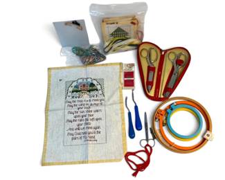 Embroidery Hoops, Samples, Wiss Scissors