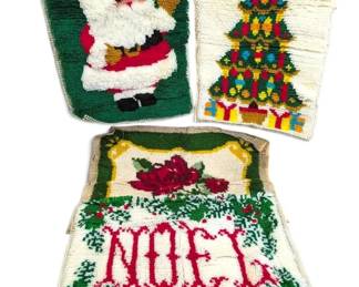 Vintage Christmas Latch Hook Rugs Santa, Christmas Tree, Noel