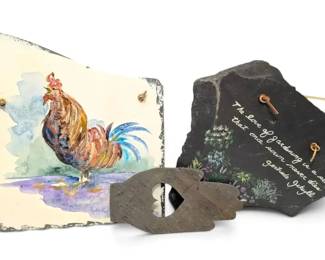 Rustic Garden Decor Rooster Slate More