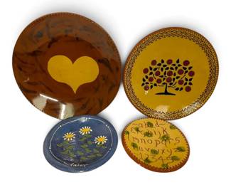 Folk Art Pottery Plates Daisy, Heart, More Designs